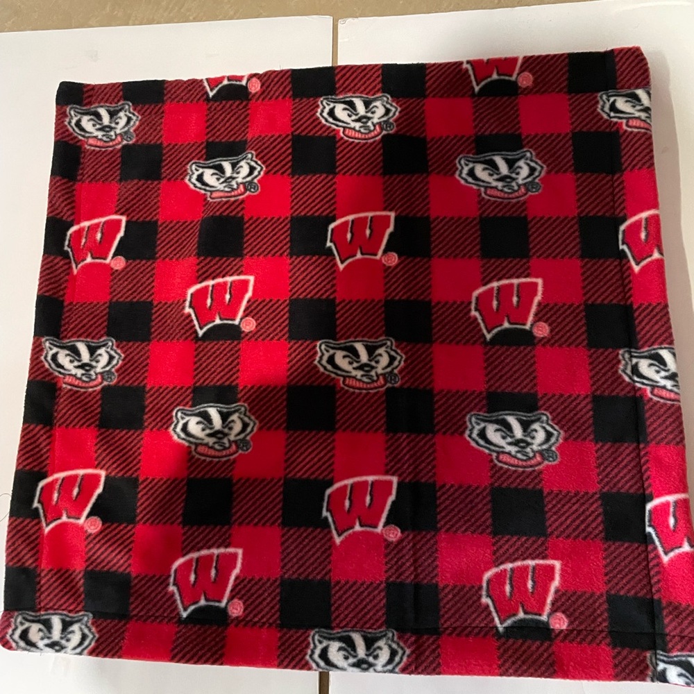 Wisconsin Badgers Red and Black Plaid Receiving Blanket